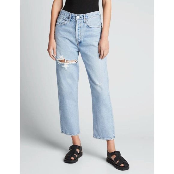 Agolde Denim - Agolde 90'S Crop Mid Rise Loose Fit Jeans in Echo - Size 32